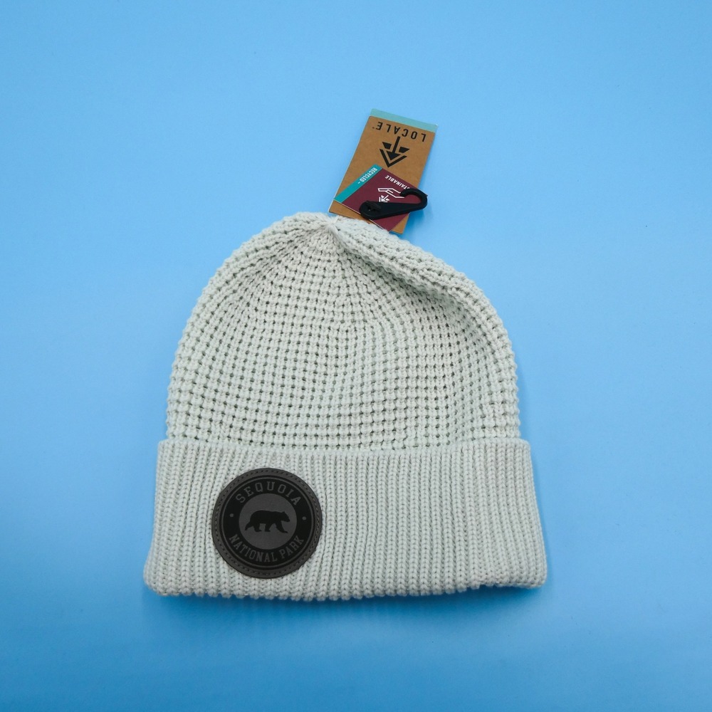 Locale Beanie Hat Mens One Size Sequoia National Park Cream Waffle Knit Recycled